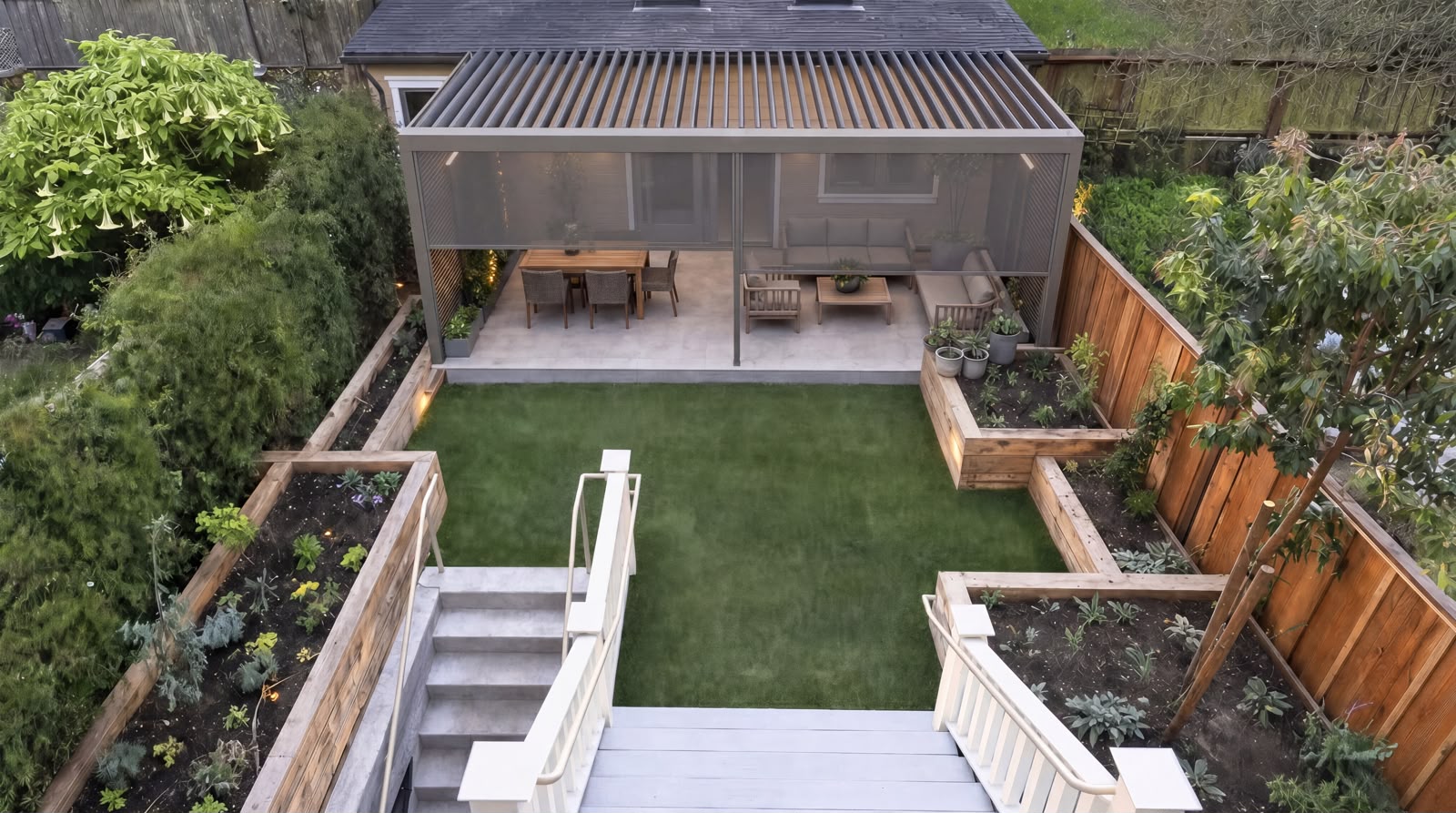 Pergozip bioclimatic pergola with zip screens